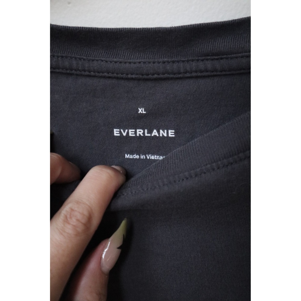 Everlane Organic Cotton Crew Neck T-Shirt Charcoal Gray XL Short Sleeve Boxy Tee - Picture 4 of 5
